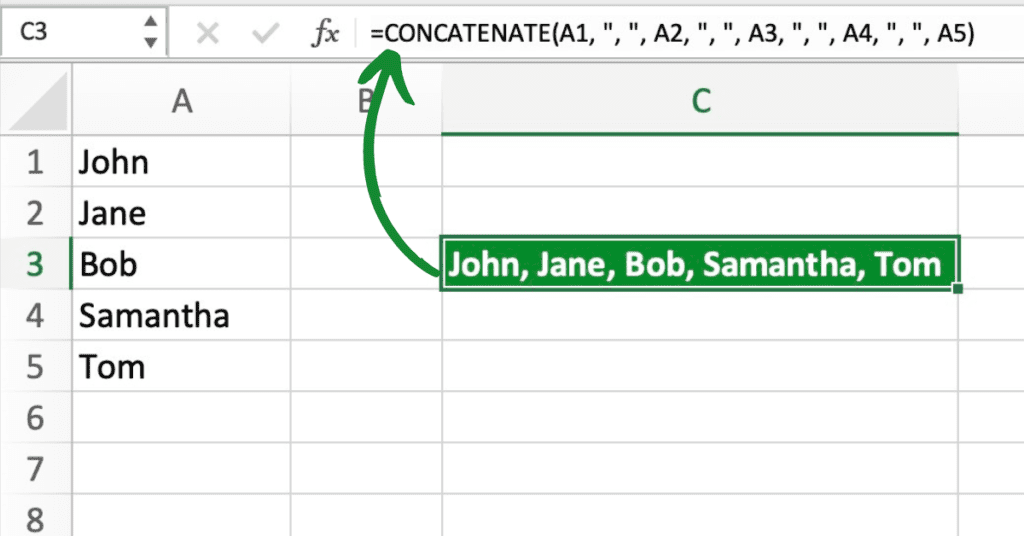 Excel CONCATENATE Function