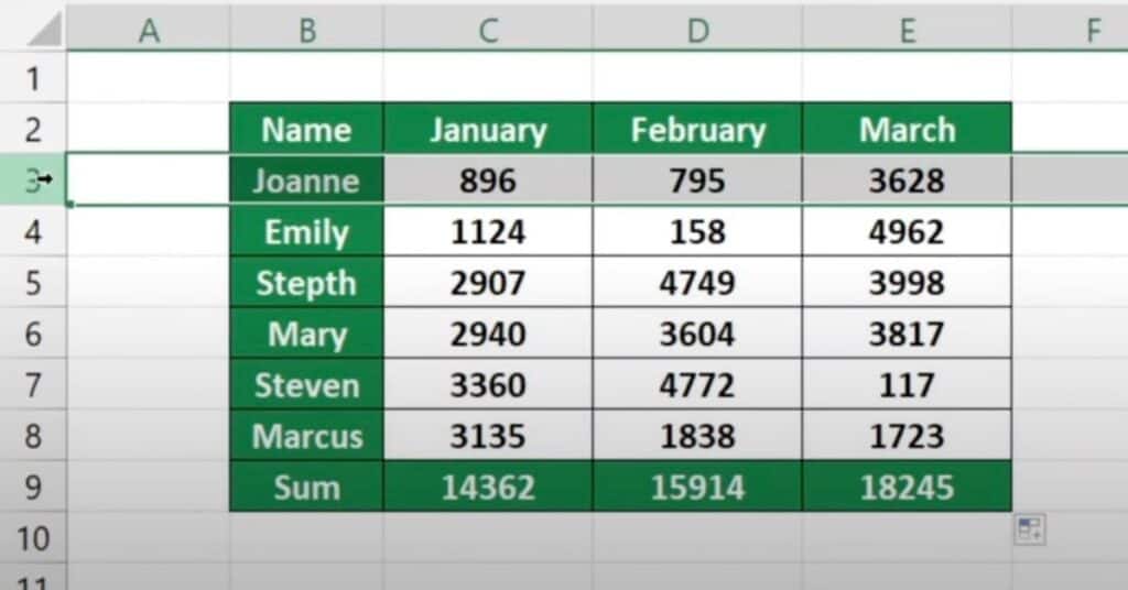 Select Row(s) in Excel