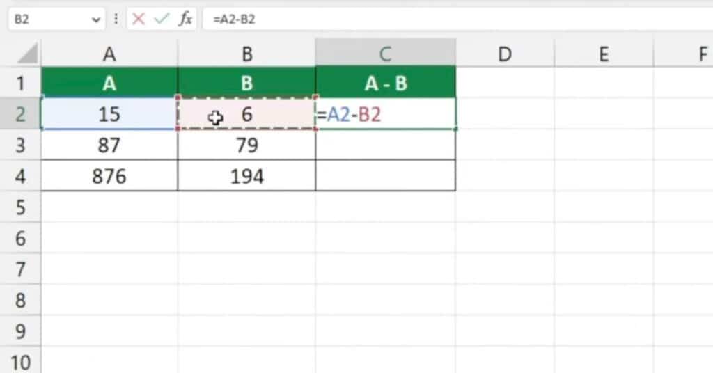 How to Subtract Numbers in Excel