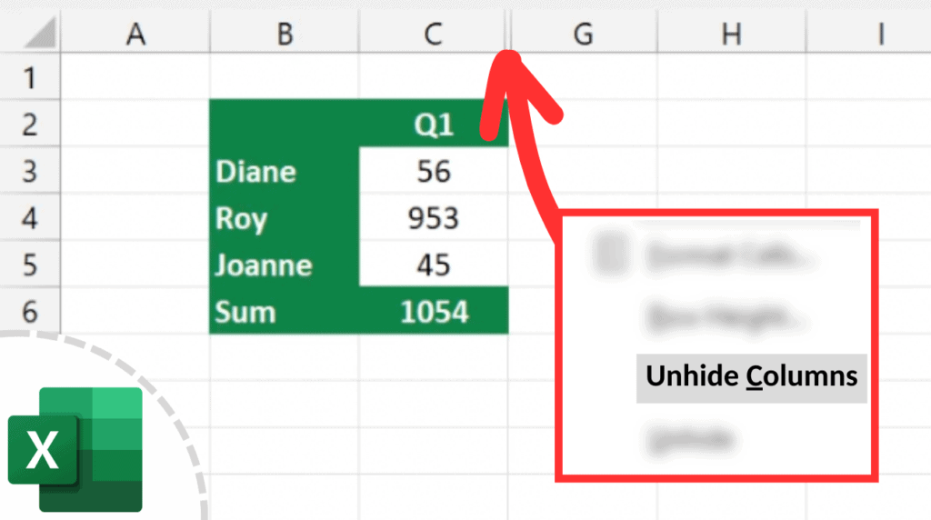 How to Unhide Columns in Excel