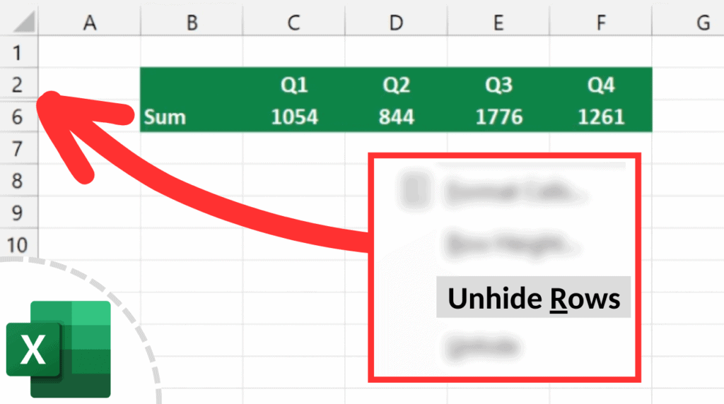 How to Unhide Rows In Excel