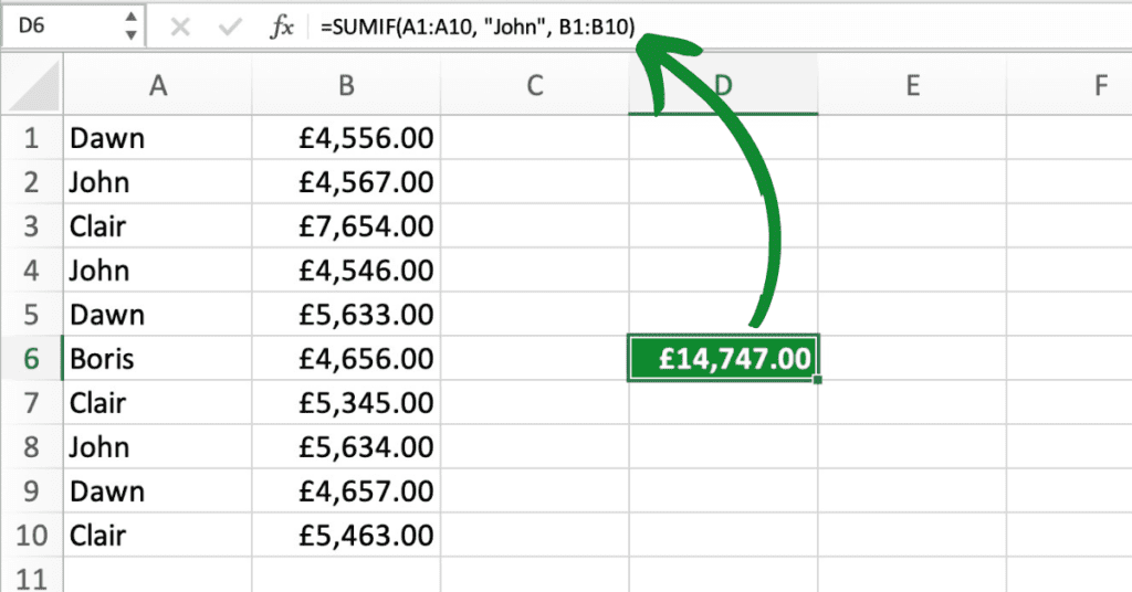 Excel SUMIF Function