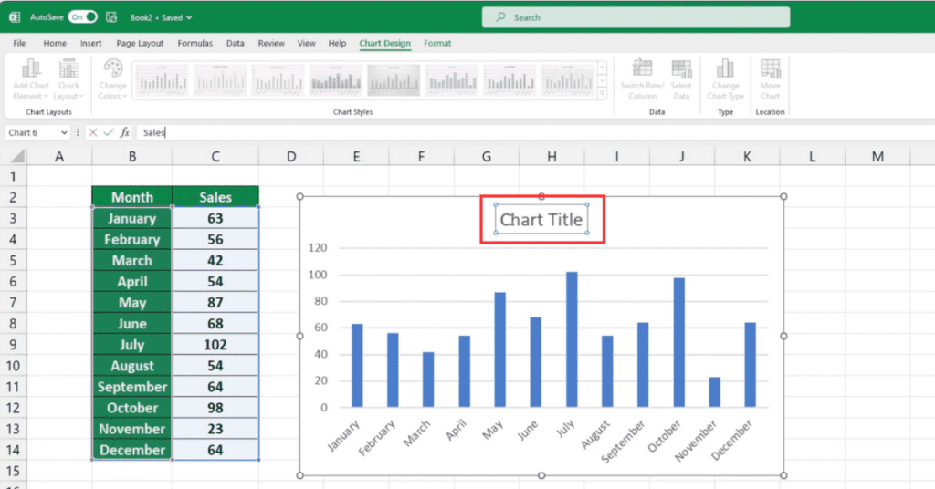 Change Bar Graph Title in Excel