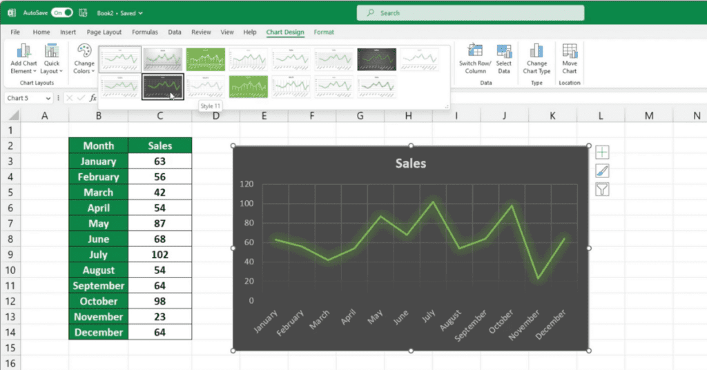 Change Line Graph Style