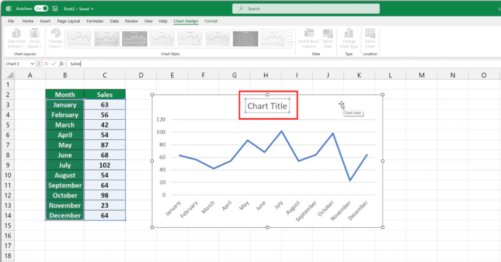 Change Line Graph Title in Excel