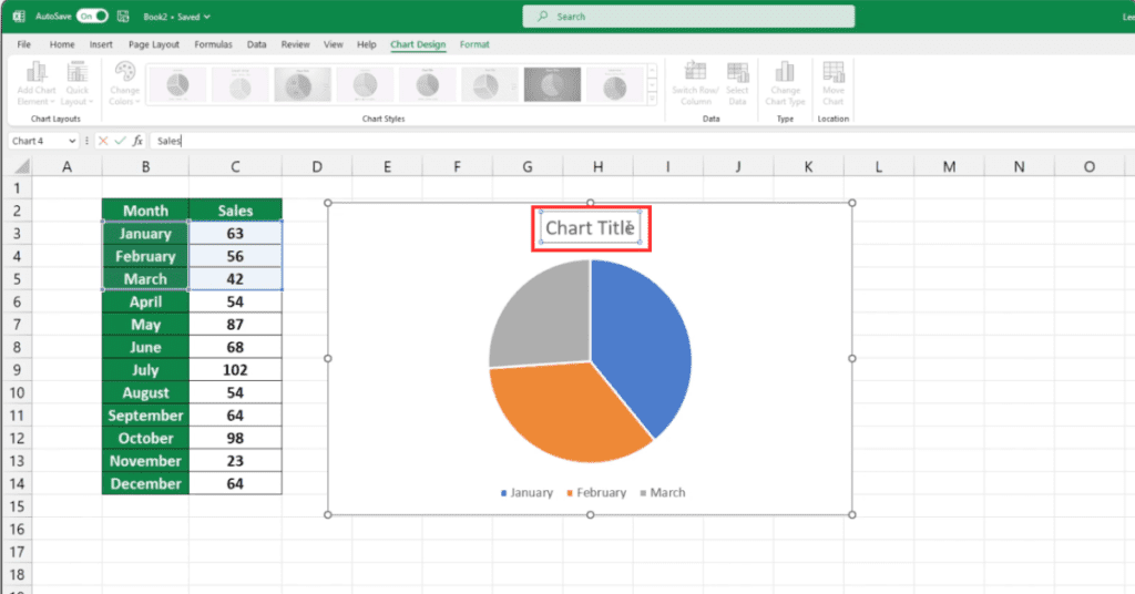 Change Pie Chart Title in Excel