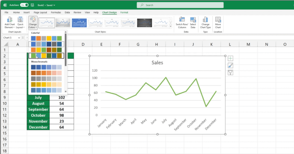 Choose Different Line Graph Color