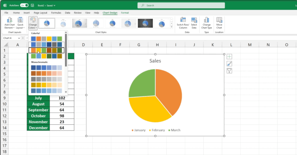 Choose Different Pie Chart Color