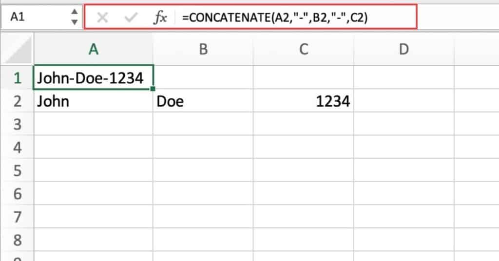 Concatenating values with a custom delimiter using CONCATENATE