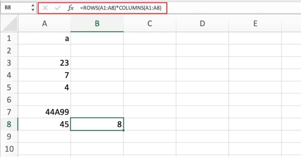 Count Total Number of Cells from a Range (Including BLANK)