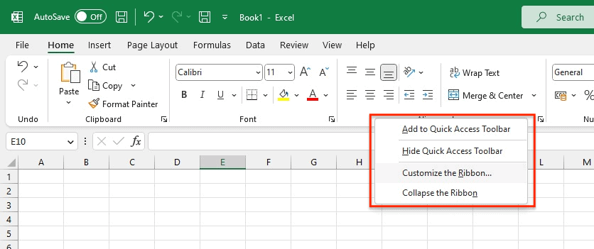 Customize Excel Ribbon