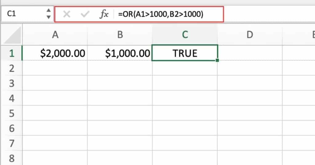 Excel OR Function