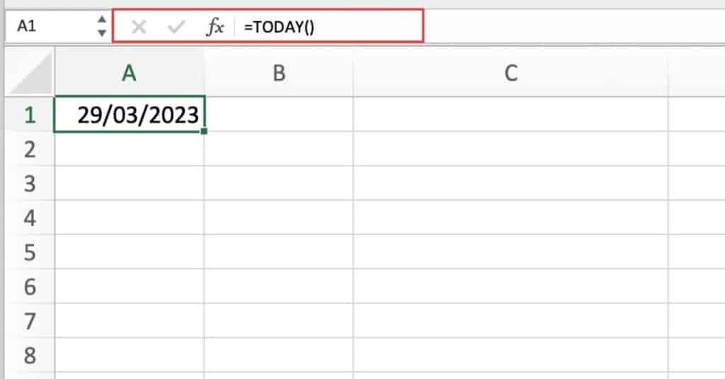 Excel TODAY Function