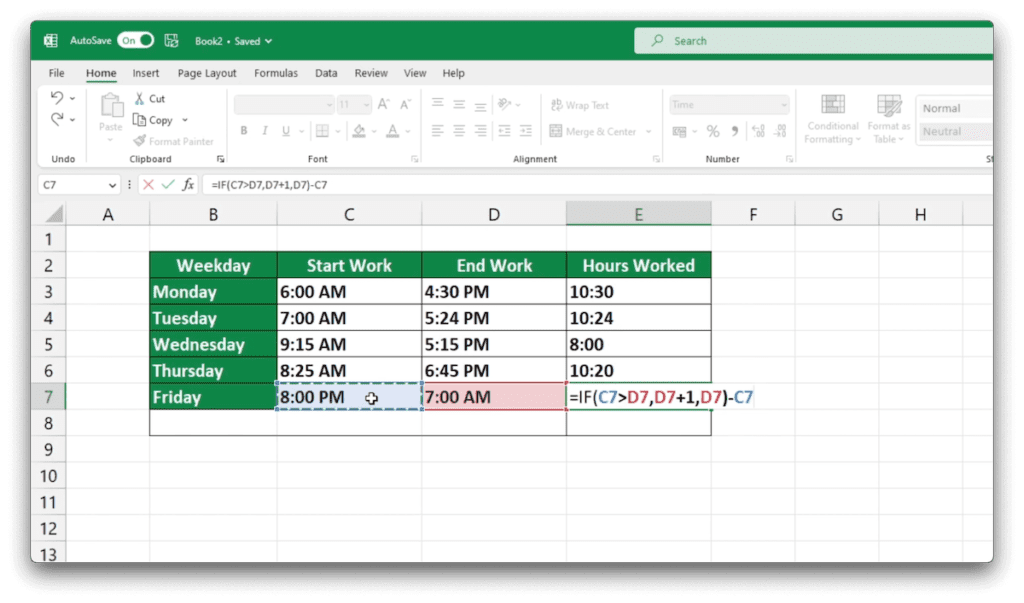 How To Calculate Hours Worked In Excel Midnight Span