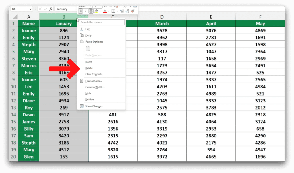 How to Delete Columns in Excel