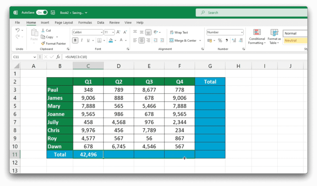 How to Drag the Formula Across the Rest of the Columns