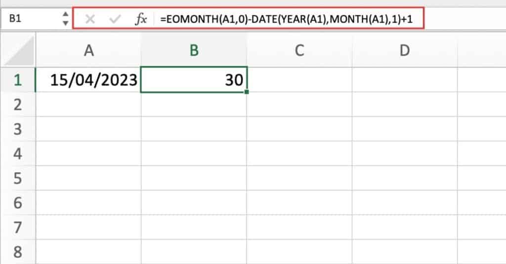 How to Get Total Days in Month in Excel