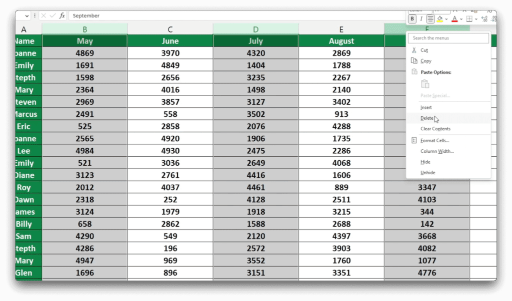 How to Remove Multiple Columns That Are Not Consecutive