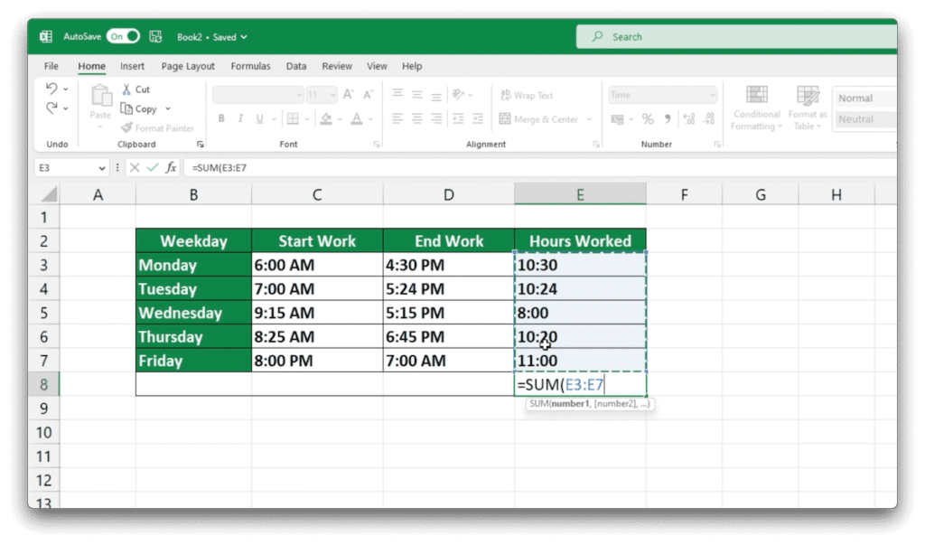 How To Sum Time In Excel Sheet