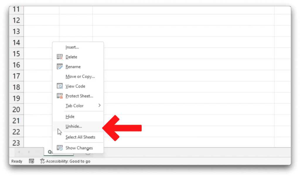 How to Unhide Sheets in Excel - Sheet Leveller