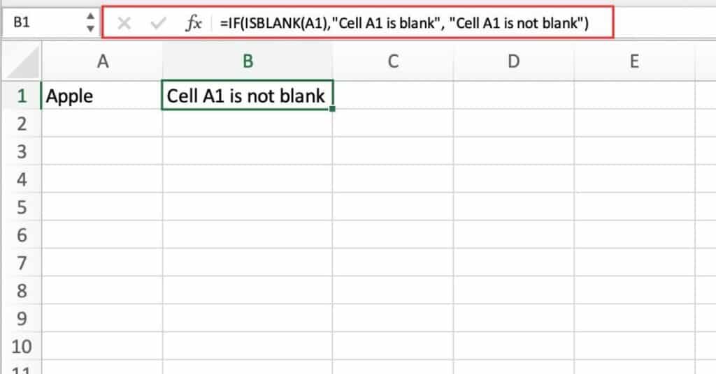 IF Cell is Blank (Empty) using IF + ISBLANK in Excel