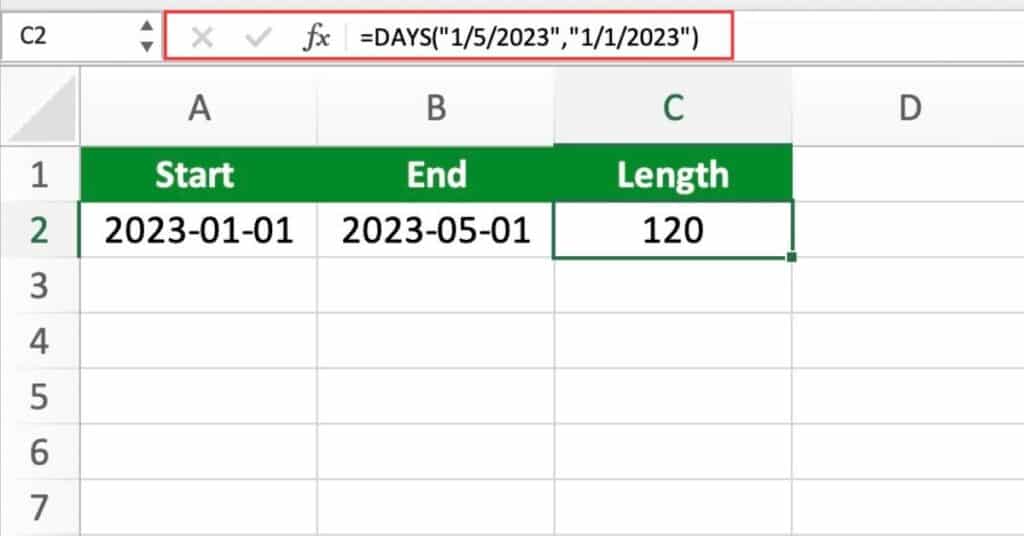 Length of A Project Using DAYS