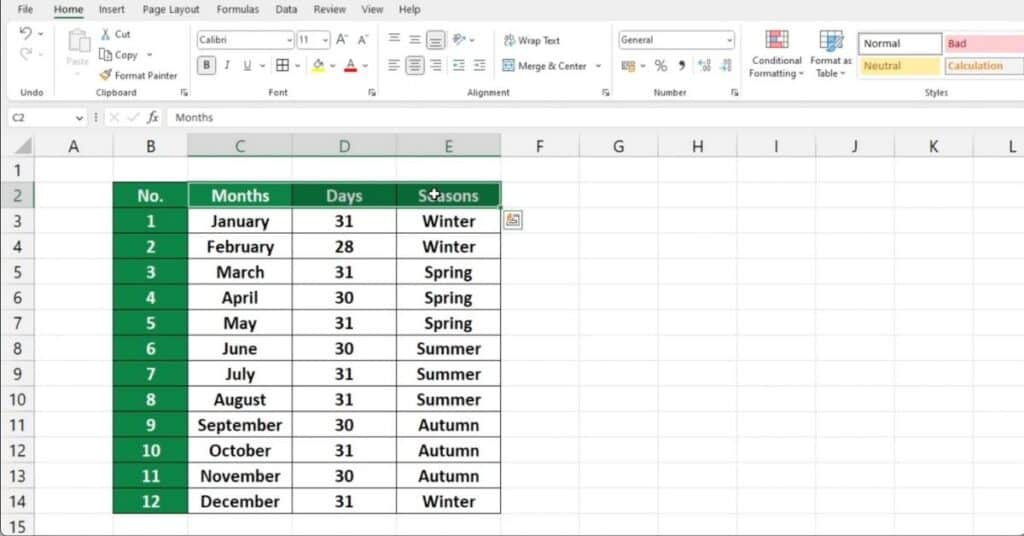 Select the range of cells that you want to filter