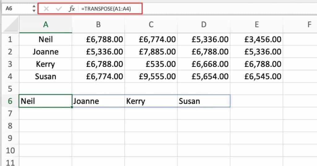 TRANSPOSE Function