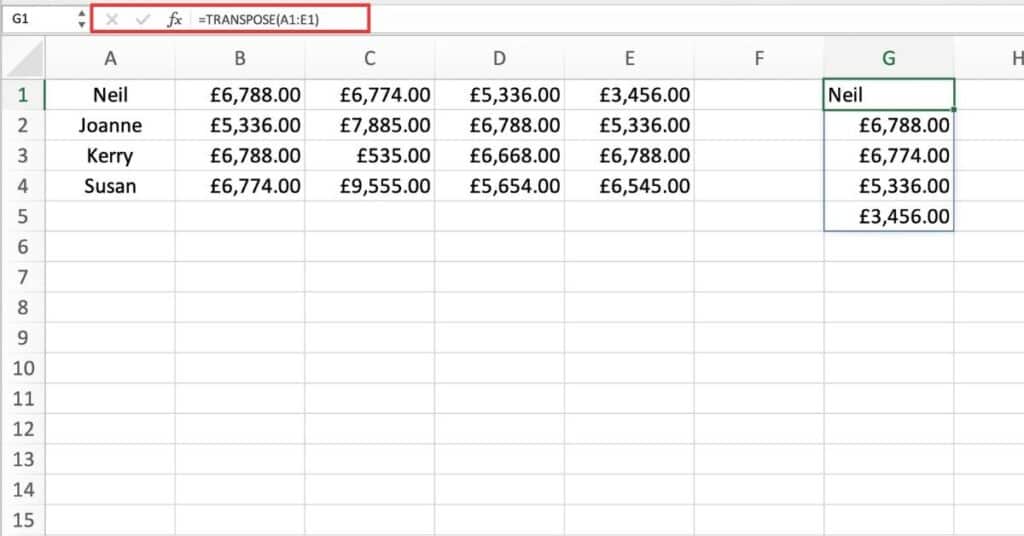 TRANSPOSE Horizontal Range