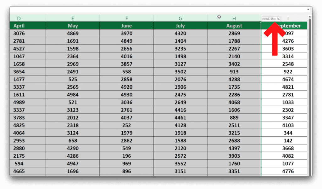 count the number of columns