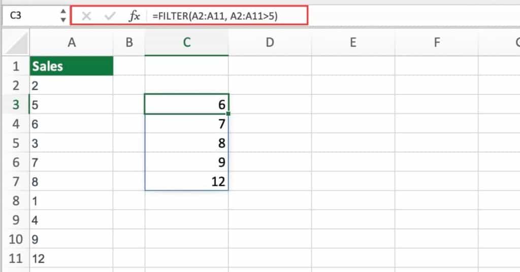 Excel FILTER Function