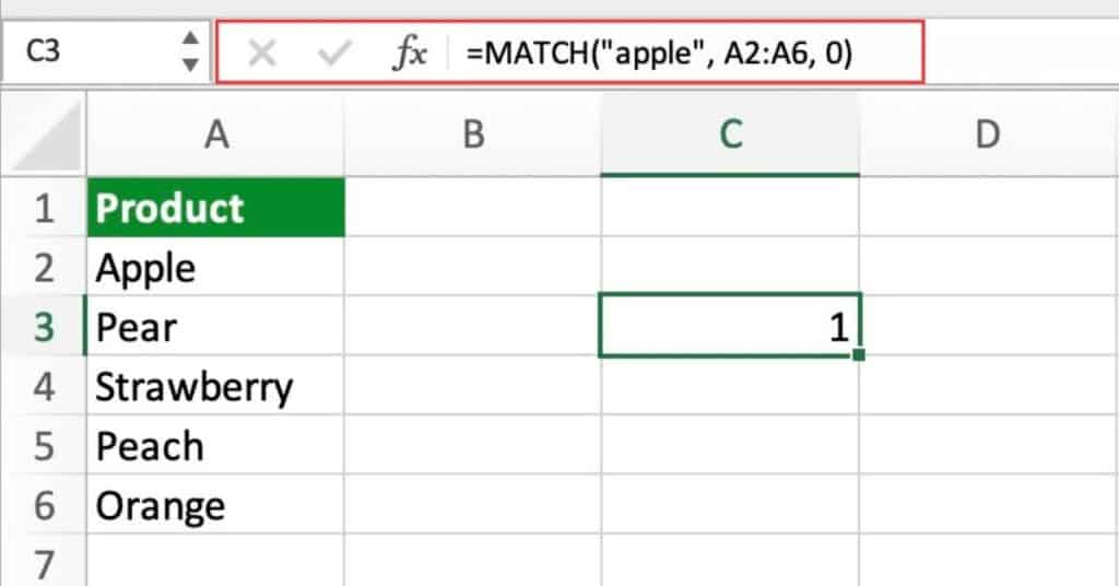 Excel MATCH Function