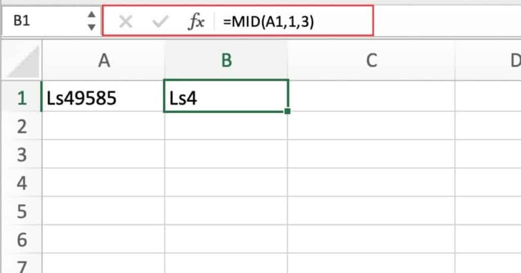 Excel MID Function