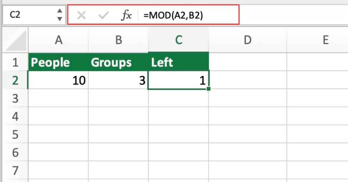 Excel MOD Function: How to Find Remainder After Division