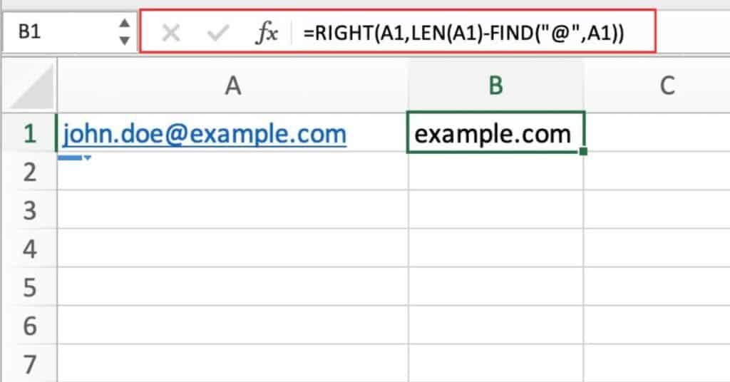 Extracting text after a character in Excel with RIGHT and FIND