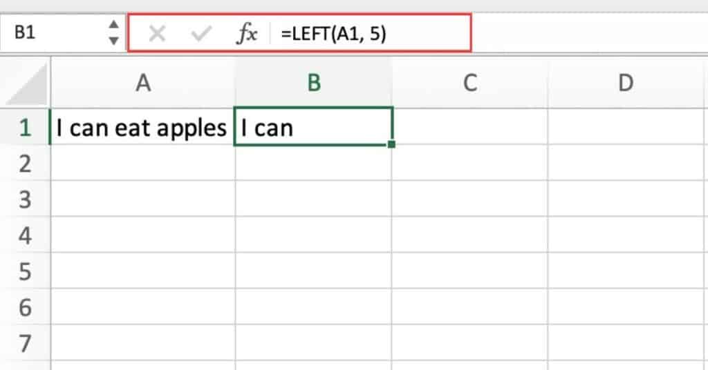 Extracting the first five characters from a cell reference