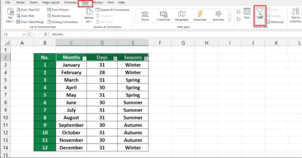 Filter in Excel