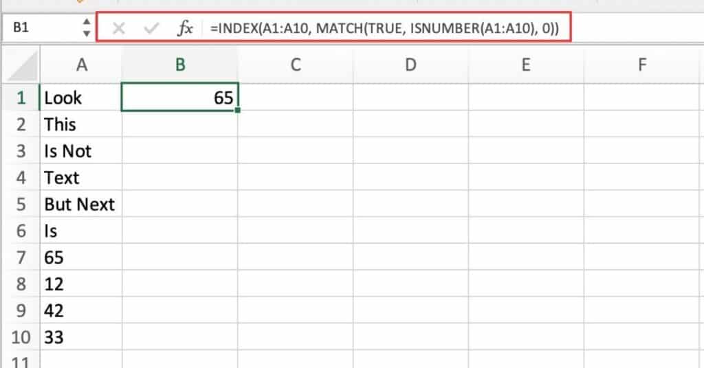 Finding the first numeric value in a range