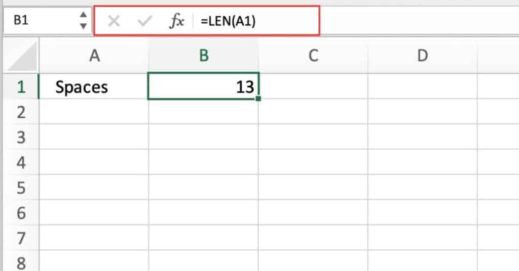 Finding the length of a text string in a cell with leading and trailing spaces