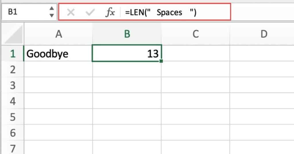 Finding the length of a text string with leading and trailing spaces