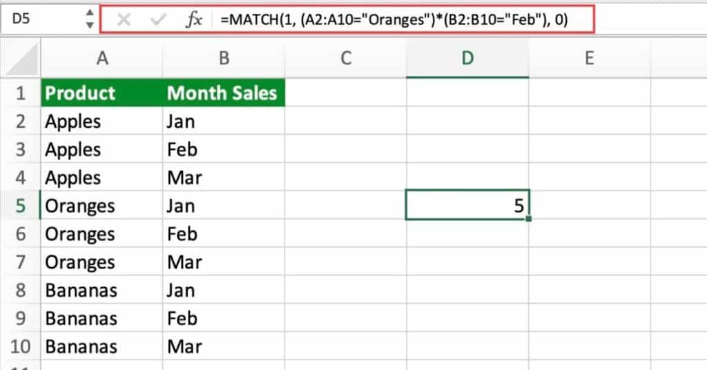 Multiple Criteria Match Function