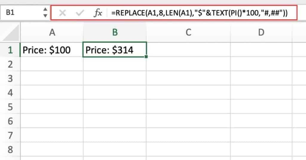 Replacing a portion of text with a formula