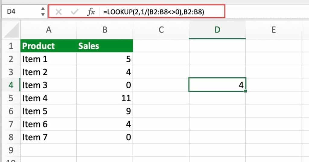 Returning the Last Value in a Range