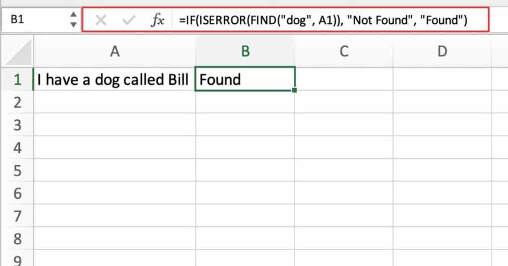 Using FIND and IF Functions to Check for Text String Presence in Cells