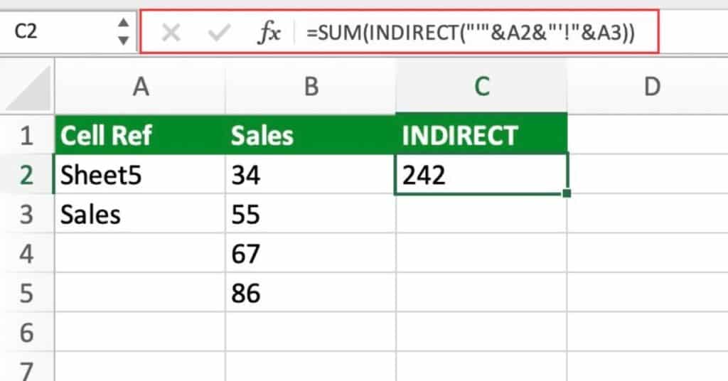 Using INDIRECT with the SUM Function + Named Ranges