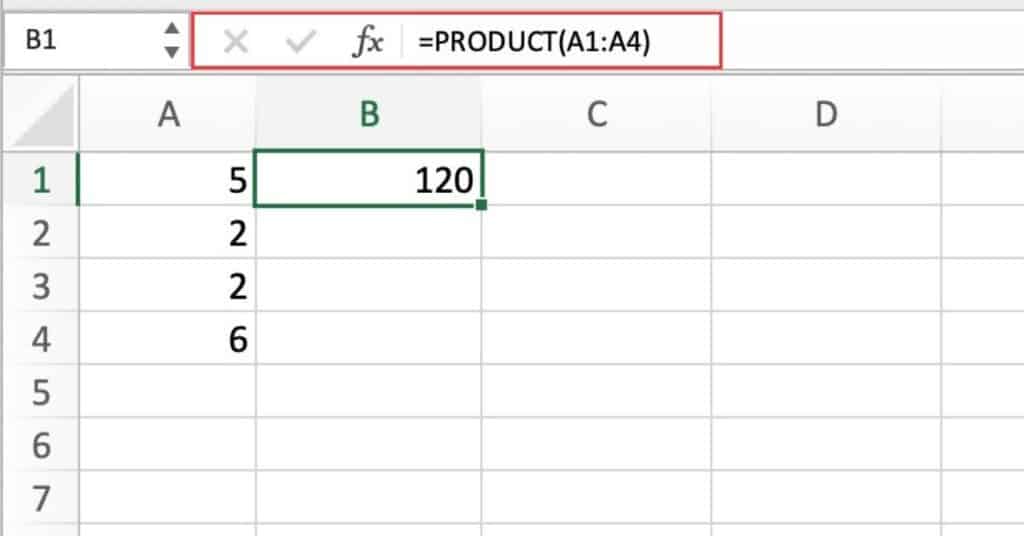 Using PRODUCT with a Range of Numbers