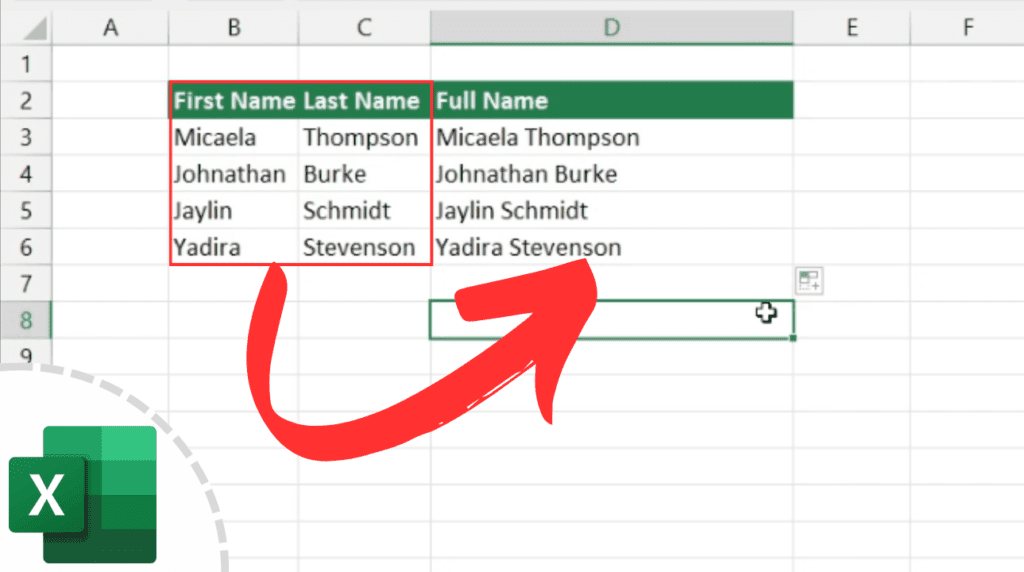 How to Combine First and Last Name in Excel