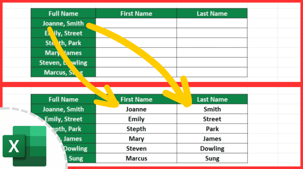 How to Separate Names in Excel